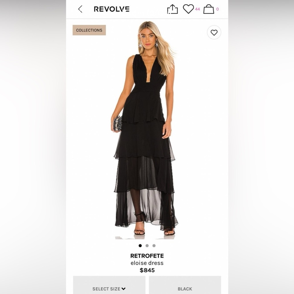 Retrofete Eloise Tiered Chiffon Black Dress